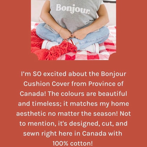 Jillian Harris/ Province of Canada Bonjour Cushion Cover - Picture 12 of 12